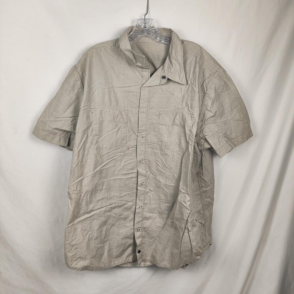 Old Navy Shirt Mens 2XL Gray Short Sleeve Snap Button Cotton Casual Pockets